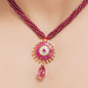 Gold Plated Sampurna Ruby Flower Necklace Set