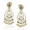 GOLD PLATED SHRUTIPAT GREEN KUNDAN CHANDBALI EARRINGS