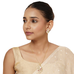 22k Gold Plated Varsha Chetna Pendant Set