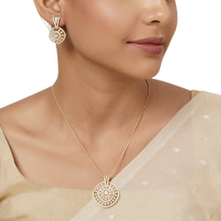 22k Gold Plated Varsha Dhyana Pendant Set