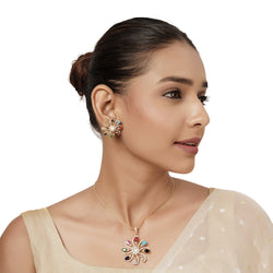 22k Gold Plated Varsha Komala Pendant Set
