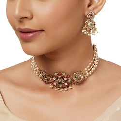 22k Gold Plated Varsha Lavangi Necklace Set