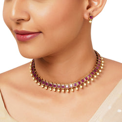 22k Gold Plated Varsha Pakhi Necklace Set