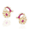 GOLD PLATED SHRUTIPAT RED PAISLEY KUNDAN EARRINGS