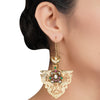 Gold Plated Panaash Kundan Filigree Loop Earrings