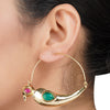 Gold Plated Panaash Tota Kundan Hoop Earrings