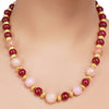 Gold Plated DOR Pink Onyx Ruby Necklace Set