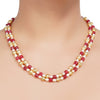Gold Plated DOR Ruby Jade Pearl String Necklace Set