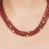 Gold Plated DOR Garnet String Necklace Set