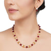 Gold Plated DOR Ruby Jade Pearl String Necklace Set
