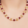 Gold Plated DOR Ruby Jade Pearl String Necklace Set
