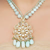 Gold Plated Neel Kundan Larimar Necklace Set