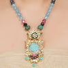 Gold Plated Neel Kundan Turquoise Heritage Necklace Set