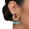 Gold Plated Neel Kundan Turquoise Heritage Necklace Set