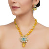 Gold Plated Neel Kundan Citrine Necklace Set