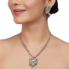 Silver Plated Kundan Pearl Jade Necklace Set