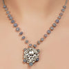 Silver Plated Kundan Pearl Jade Necklace Set