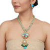 Gold Plated Neel Kundan Turquoise Fluorite Heritage Necklace Set