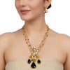 Gold Plated  Neel Kundan Citrine Onyx Necklace Set