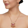 Gold Plated Neel Kundan Pink Tassel Necklace Set