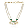 Gold Plated Baisakh Green Onyx  Pearl Necklace Set