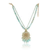 Gold Plated Neel Kundan Larimar Necklace Set