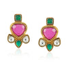Gold Plated Kundala Kundan Ruby Earring