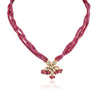 Gold Plated Celestial Flower Ruby Necklace Set