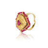 Gold Plated Red Kundan Ring