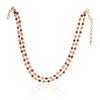 Gold Plated DOR Ruby Jade Pearl String Necklace Set