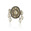 Silver Plated Kundan Pearl Ring