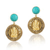 Gold Plated Sankranti Temple Turquoise Necklace Set