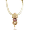 Gold Plated Sankranti Temple Ruby Peacock Necklace Set
