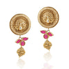 Gold Plated Sankranti Temple Ruby Peacock Necklace Set