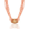 Gold Plated Sankranti Temple Pink Coral  Necklace Set