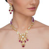 Gold Plated Sankrant Kundan Ruby Jade Necklace Set