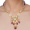 Gold Plated Sankrant Kundan Ruby Jade Necklace Set