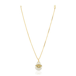 Zircon Grishma Gold Plated Evil Eye MOP Pendant Chain