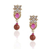 Gold Plated Taraash Ruby Sunstone Necklace Set