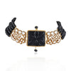 Gold Plated Taraash Black Kundan Choker Set