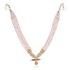 Gold Plated Valentine Pink Kundan Peacock Necklace Set