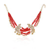 Gold Plated Valentine Coral Kundan Peacock Necklace Set
