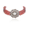 Silver Plated Valentine Victorian Pink Choker Set