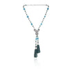 Silver Plated Valentine Blue Zircon Lariat Necklace Set