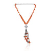 Silver Plated Valentine Zircon Orange Tassel Necklace Set