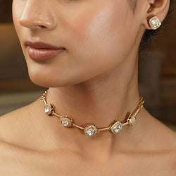 Gemstone Drishti 22k Gold Plated Choker Set