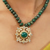 Gemstone Green Onyx 22k Gold Plated Pendant Set