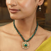 Gemstone Green Onyx 22k Gold Plated Pendant Set