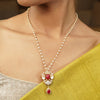 Gemstone Ruby 22k Gold Plated Pendant Set