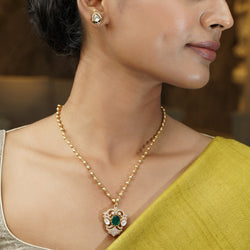 Gemstone Fulmati 22k Gold Plated Pendant Set